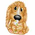 Very cute dog with flower embroidery design